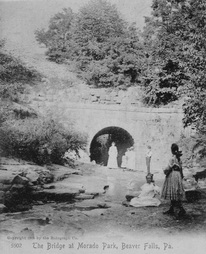 Postcard of the Bridge at Morado Park, Beaver Falls, Pa. 1905