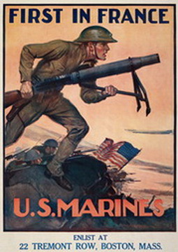 First in France; U.S. Marines; Enlist at Boston, MASS