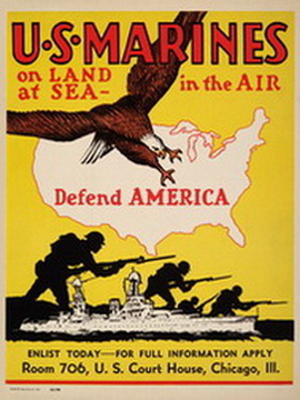 U.S. Marines on Land, at Sea, in the Air; Defend America