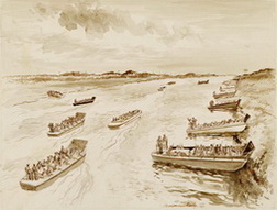 The Landing Boats Maneuvering