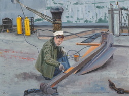 Painting Anchor, USS Courtney (DE-1021)