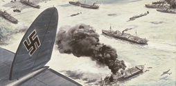 German Plane Attacking a Convoy