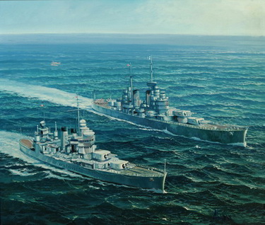 USS Minneapolis (CA-36) and USS St. Paul (CA-73) Underway Together