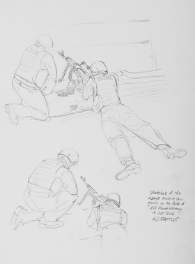 Sketches of the M240B Machine Gun Quals on the Deck of the USS Mount Whitney