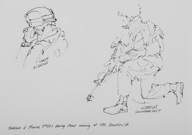 Sketches of Marine 2nd LTs During Mout Training TBS Quantico