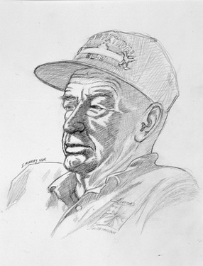 Bill Surgi, USS Yorktown (CV-5) Survivor in Hat