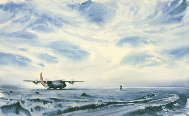 C130 Coming into South Pole Station
