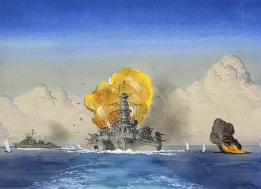 Kamikaze Hit on USS California, Lingayen Gulf