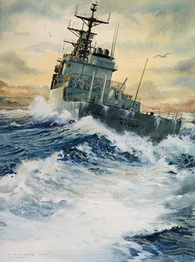 Maneuvers at Sunrise - USS Stump