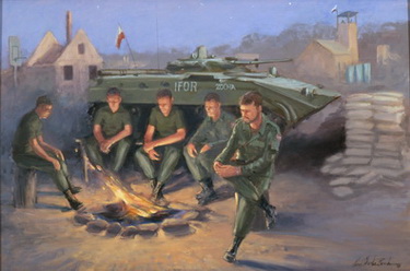 Polish Soldiers ZO-4 Check Point Enjoy Campfire Soldier