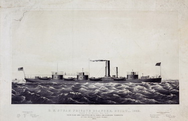 US steam frigate Roanoke- built 1852- razed at Brooklyn navy yard- Ironclad w/ Ericsson turrets