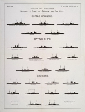 Silhouette Sheet of German High Seas Fleet, Battle Cruisers, Battleships, Cruiser