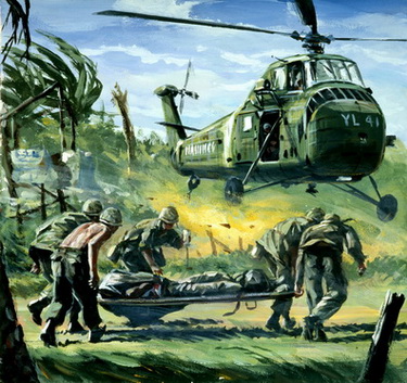 Wounded Being Hoisted to Helicopter