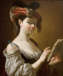 Young Woman Holding a Sheet of Music