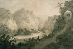River Scene with an Artist Sketching, Dovedale, Derbyshire