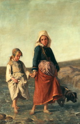 Two Girls with a Dog