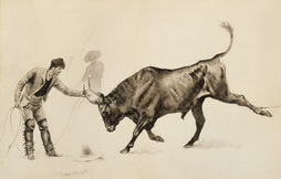 Untitled (In the Sierra Madre with the Punchers, headpiece of puncher and bull)