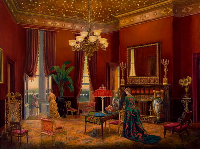 Composition in Red and Gold: A Comfortable Room Rendered Richly, 1883