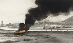 An Insurgent's Car Burns