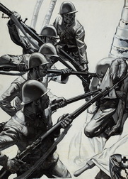 Japanese Soldiers Surround Wounded American...