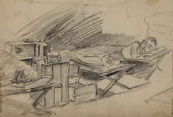Soldiers Lying On Cots