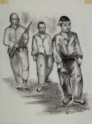 U.S. Soldier Guarding Two Japanese POWs