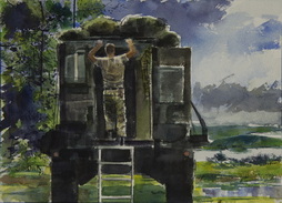 Soldier on Back of Truck