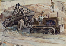 Road Scraper Gathering A Load