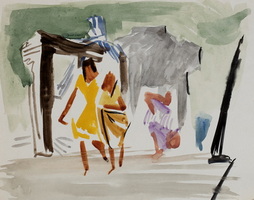 Untitled (Three Figures Fleeing Ruins)