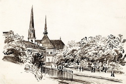 Church Sketch, Mandeville, Normandy
