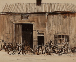 Soldiers in Front of an Old Building