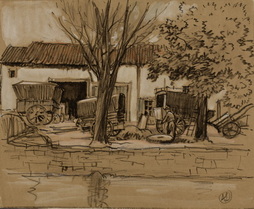 Barnyard With Carts And Trees