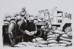 Piling Sandbags In Bosnia