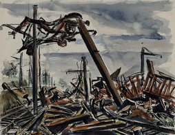 Railway Truck Blasted By Allied Bombing