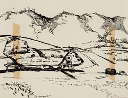Sketch, Chinook on Landing Strip