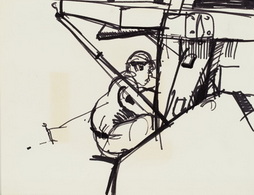 Sketch of Man Repairing Target...