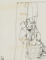 Sketch of Soldier Keeping Warm...