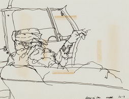 Sketch of Army Artist Driving Vehicle