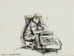 Sketch of Soldier Peeling Onions