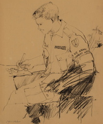 Sketch Of Combat Artist (Blum) at Work