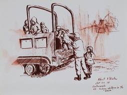G.i. Helping Children In The Snow