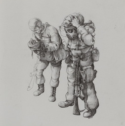 Soldiers Putting on Gas Masks