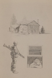 Three Sketches of Shack, Soldier...