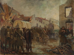 Soldiers in Bombed-Out Town
