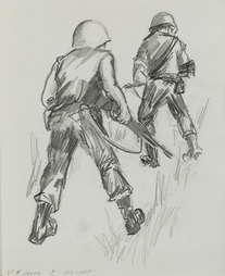 Sketch of Two Soldiers Carrying Weapons