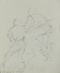 Sketch of Two Running Soldiers...