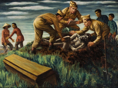 Removing Body from Grave, Viet Nam, Indochina