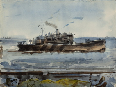 View From the Rail of a Transport (Camouflaged Ship)