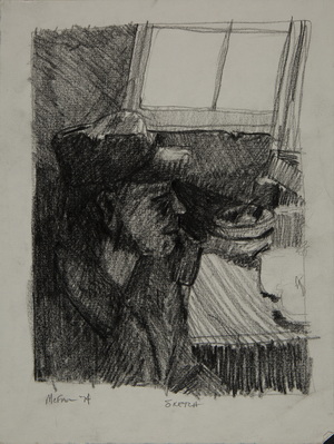 Sketch of Soldier by Window