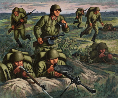Seven Soldiers And Machine Gun